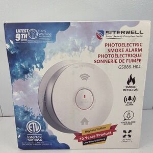 Siterwell GS886 H04 Photoelectric Smoke Alarm Interconnected Voice Alert New